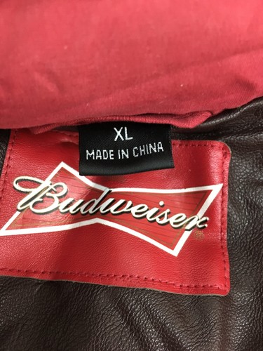 Vintage Budweiser Red Vest Mens XL Red with Brown Shoulders