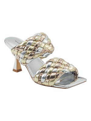 Женские босоножки MARC FISHER цвета: золотистый, серебристый, Toree с квадратным носком, без застежки, на каблуке, 7 М