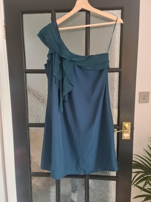 New With Tags Oasis Teal Coloured Dress With Gorgeous Frilled Neck Line RRP £55!