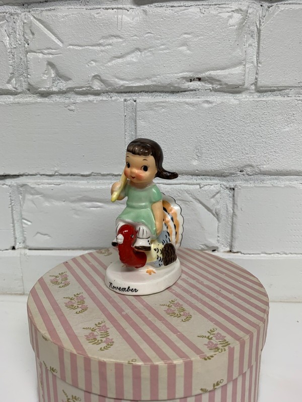 vintage rare Shafford Napco November Susie Q Thanksgiving turkey girl
