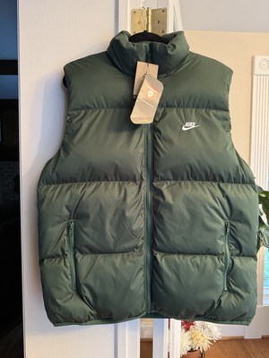 Nike Club Puffer Vest Sports Top Sweatshirt Pine Green Size Medium (FB7373-323)