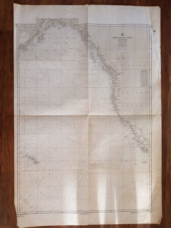 ORIGINAL ANTIQUE MAP NAUTICAL CHART North Pacific Ocean British Columbia Canada
