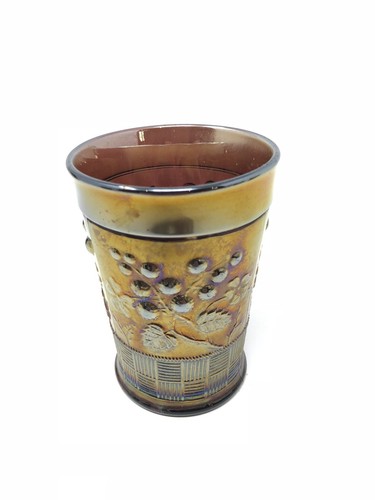 Antique Northwood Carnival Glass Purple Amethyst Raspberry Tumblers Basket Weave