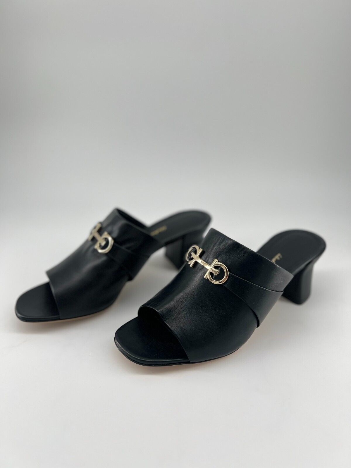 【FERRAGAMO】ORNELLA 55 Ferragamo Ornella Double Gancini Mules in Black | eBay