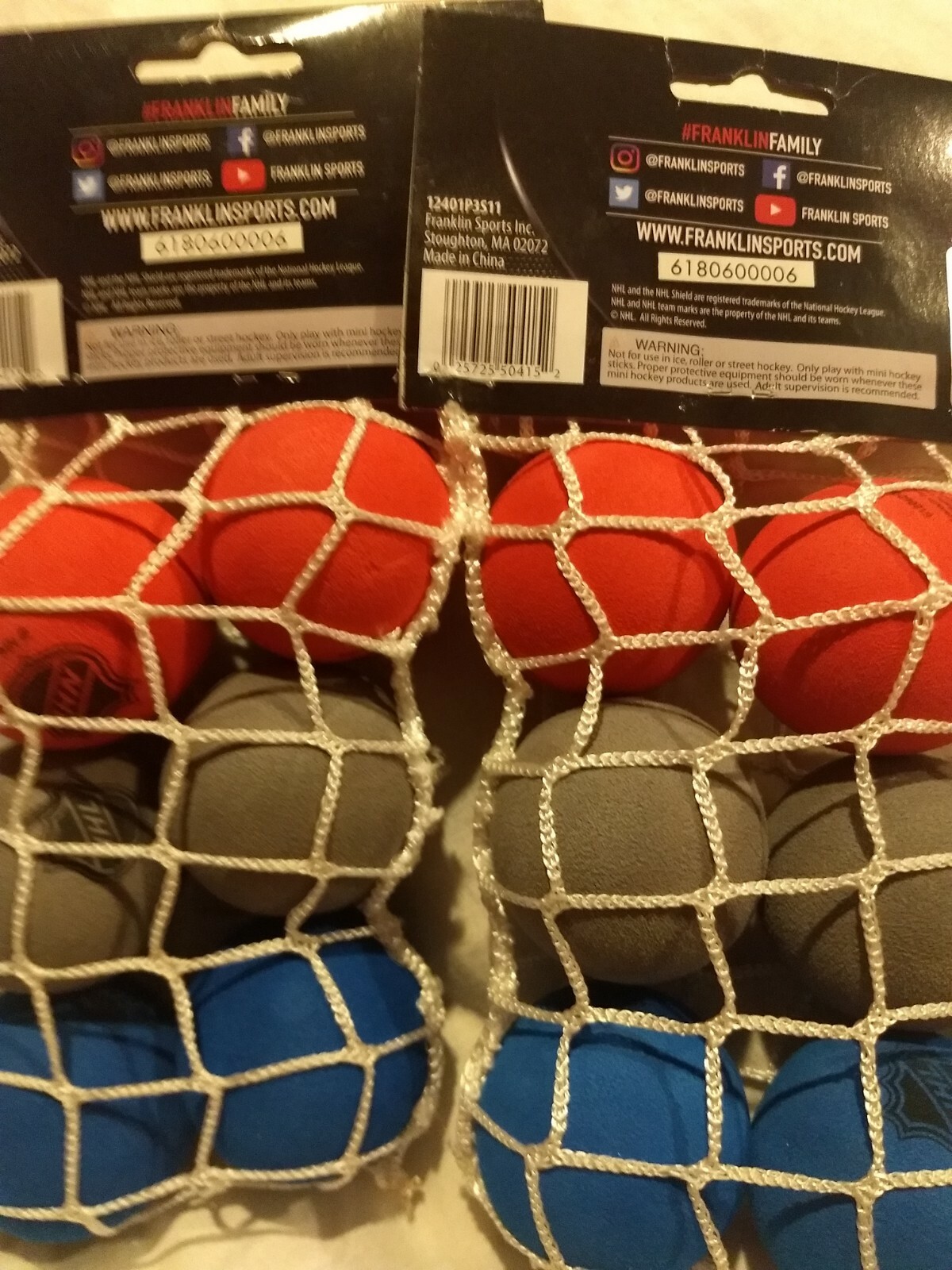 Franklin Sports Foam Mini Hockey Balls NHL 2 Packs of 6 total of 12 Balls New