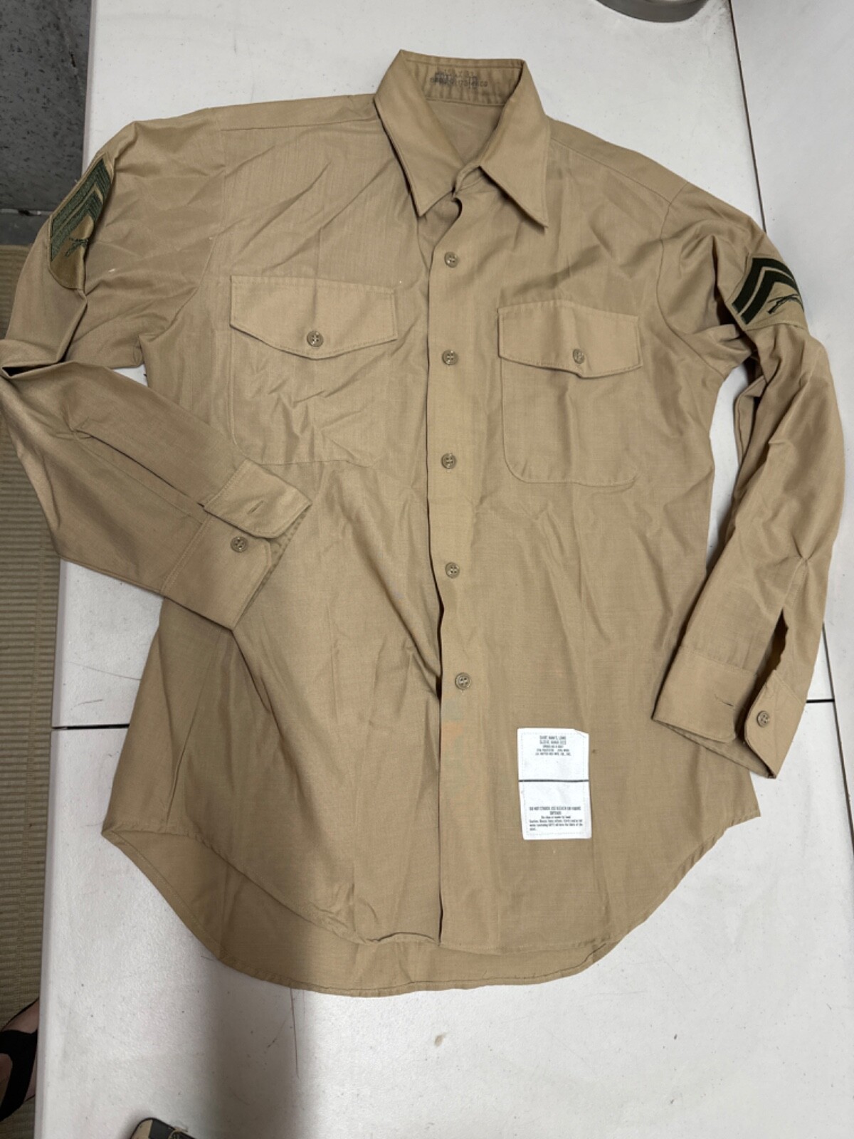 vtg US Marines Kahki Longsleeve Uniform Shirt SP100-96-D