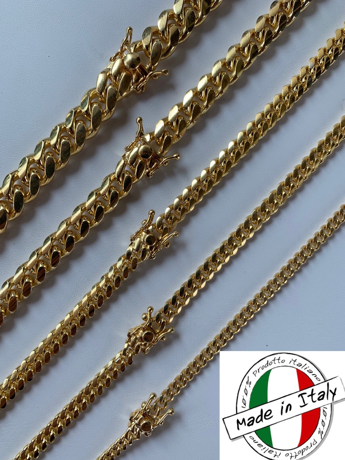 Preowned Silver Miami Cuban Link Chain Bracelet 14k Gold Plated Solid