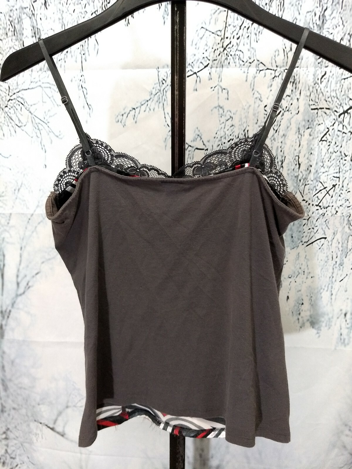 Ann Taylor Women's Size Medium Gray Red White Black Camisole Tank Top Shell