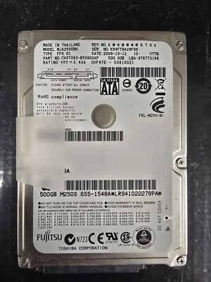 Fujitsu SATA 2.5'' 500GB HDD Hard Drive 655-1548A MJA2500BH Tested Free Shipping
