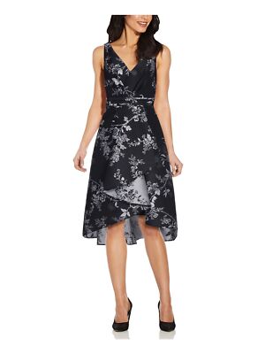 

ADRIANNA PAPELL Женское черное вечернее платье Hi-Lo без рукавов с драпировкой и цветочным принтом плюс, Черный