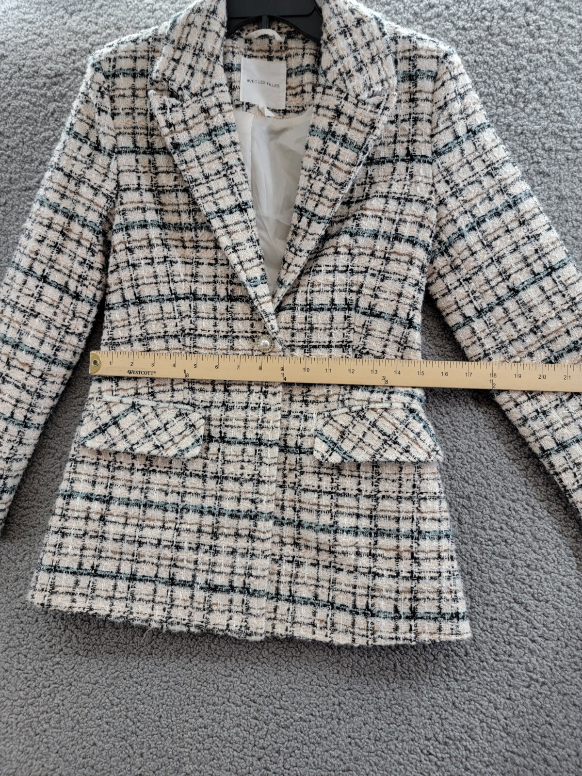 Avec Les Filles Tweed Blazer Women's XS Blush Multi Button Front Closure L/S - Picture 11 of 17