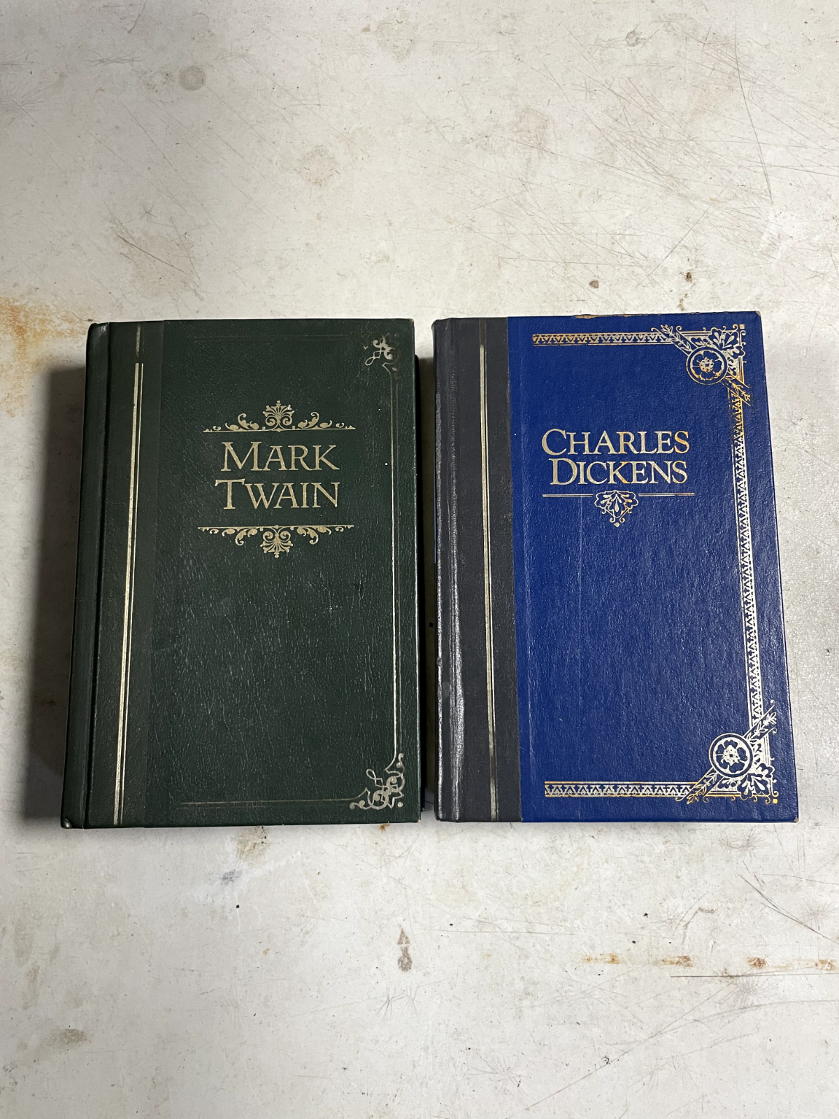 Vintage Old Mark Twain + Charles Dickens Hardcover Books