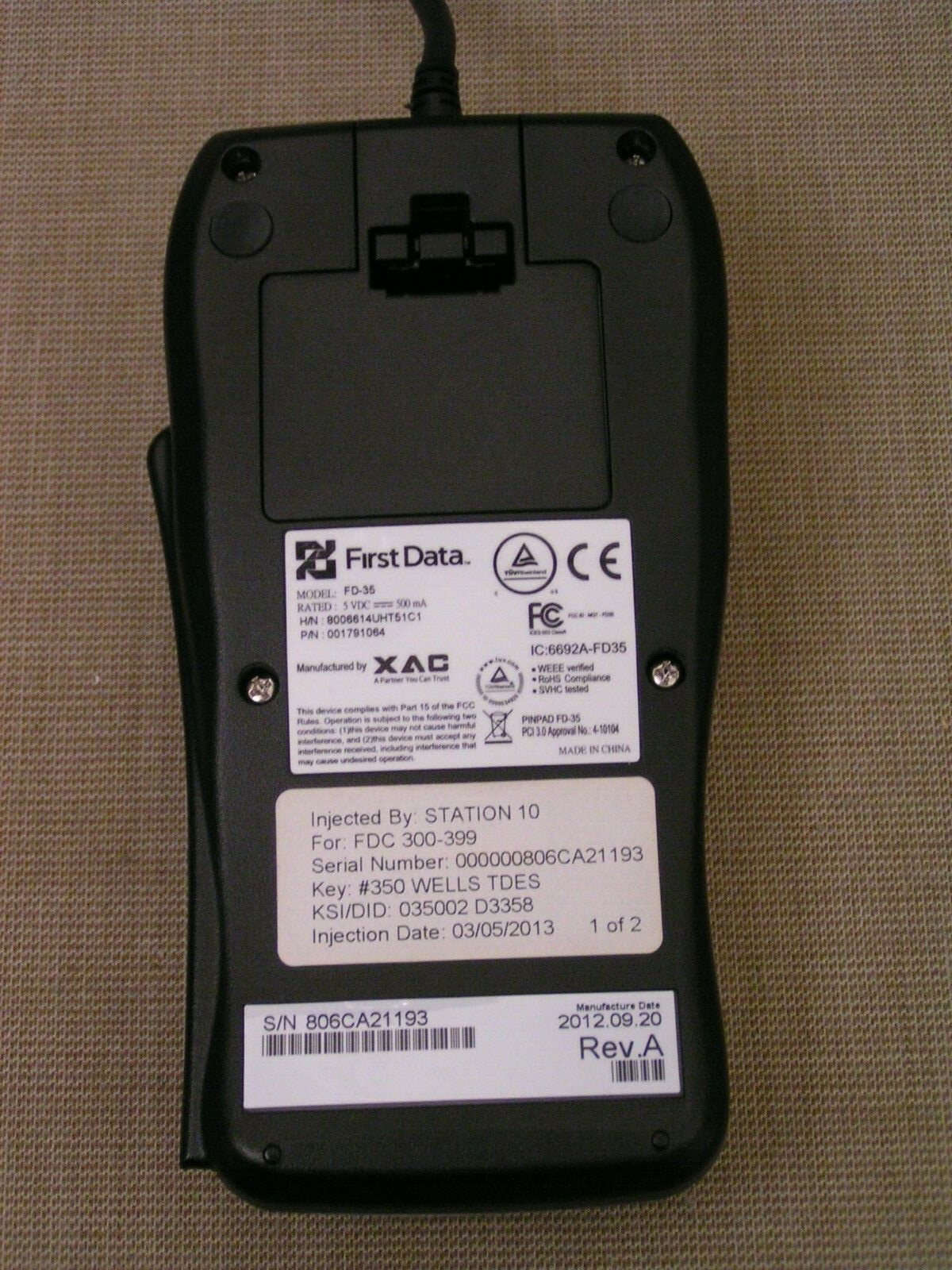 First Data FD-35 PIN Pad EMV NFC Debit & Credit Card Scanner / Chip Reader Mint!