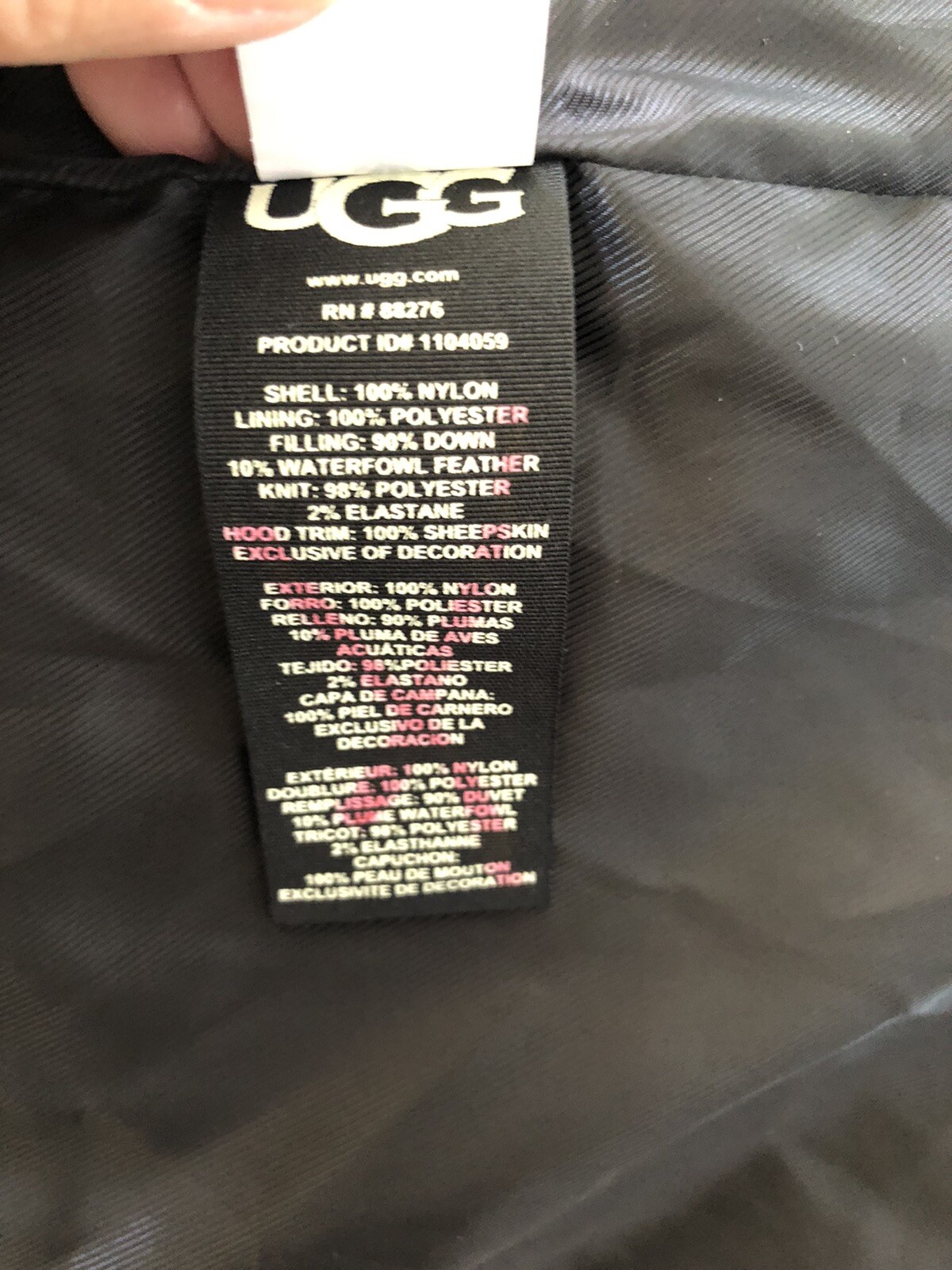 Pre-owned Ugg Women Valerie Black Hooded Belted Waterproof Parka Jacket Coat Size M