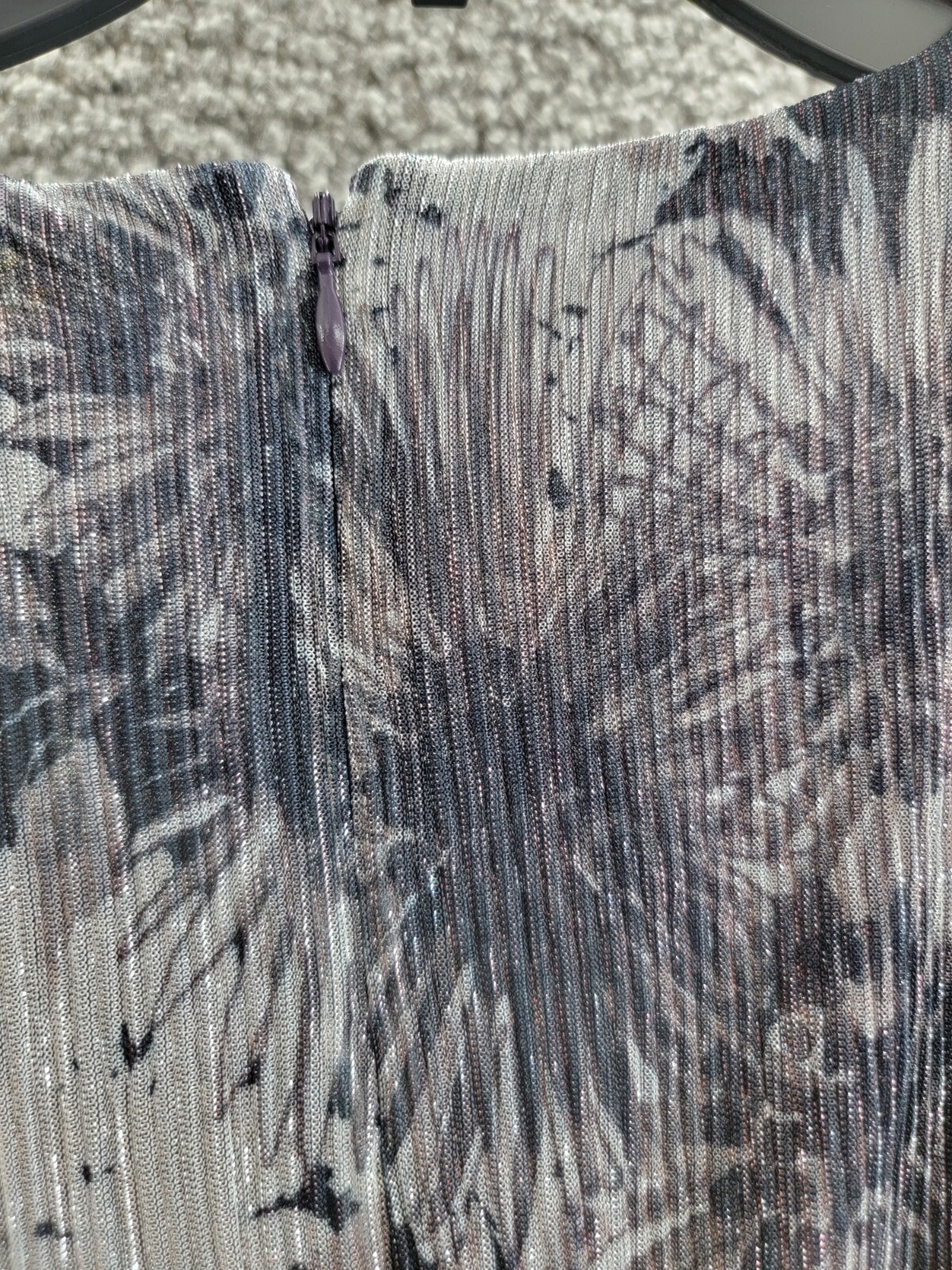 Ramy Brook Estelle Metallic Gown Women's 2 Dove Grey Floral Back Zip Closure - Picture 13 of 17