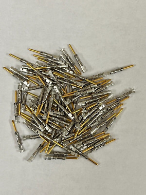 Lot of 100 TE Connectivity/AMP 66099-4 Type III Pin Contact Gold 18-16 AWG Crimp