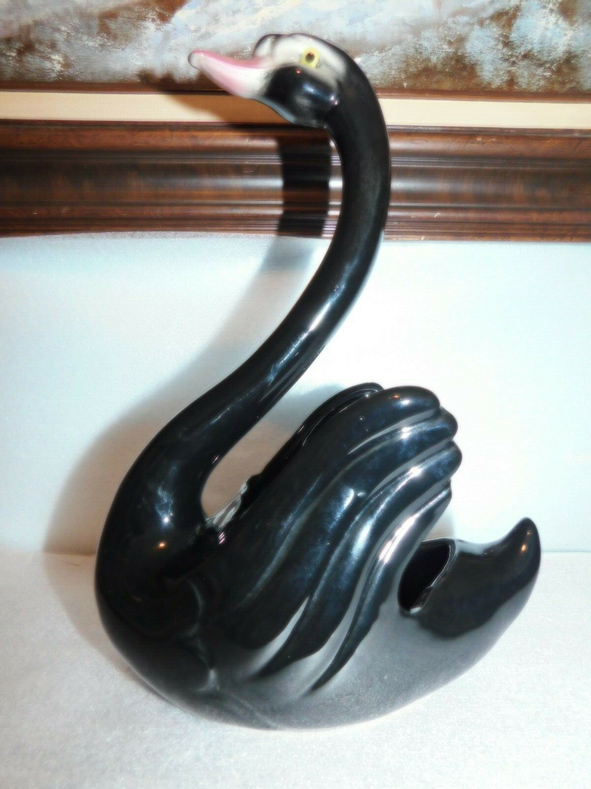 Luster Porcelain Black Swan., Made in United States