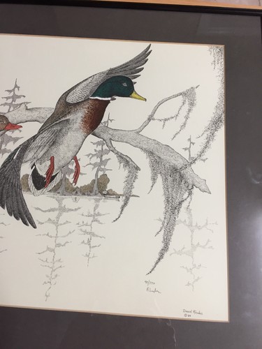 Daniel Rhodes Framed Art Signed 99/750  FRENCH DUCK FLAIR VTG 1984