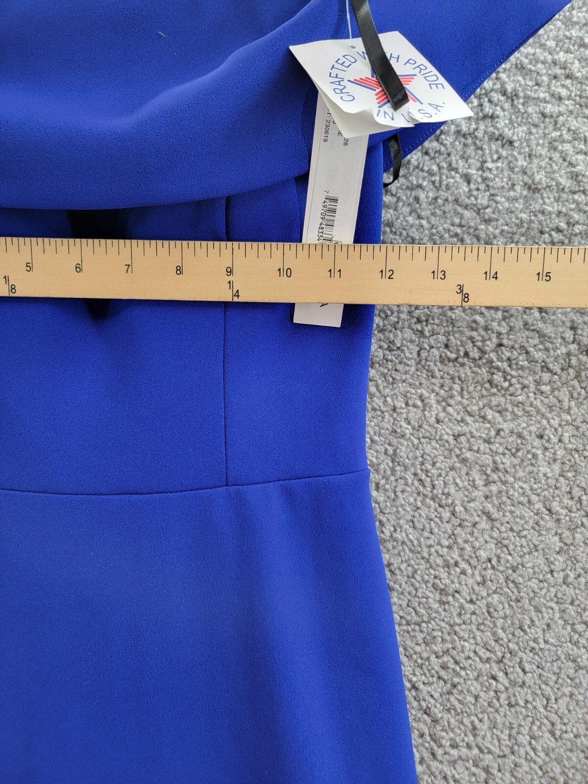 AQUA Formal Off-the-Shoulder Scuba Crepe Gown Women's 0 Marine Back Zip Closure - Picture 5 of 15