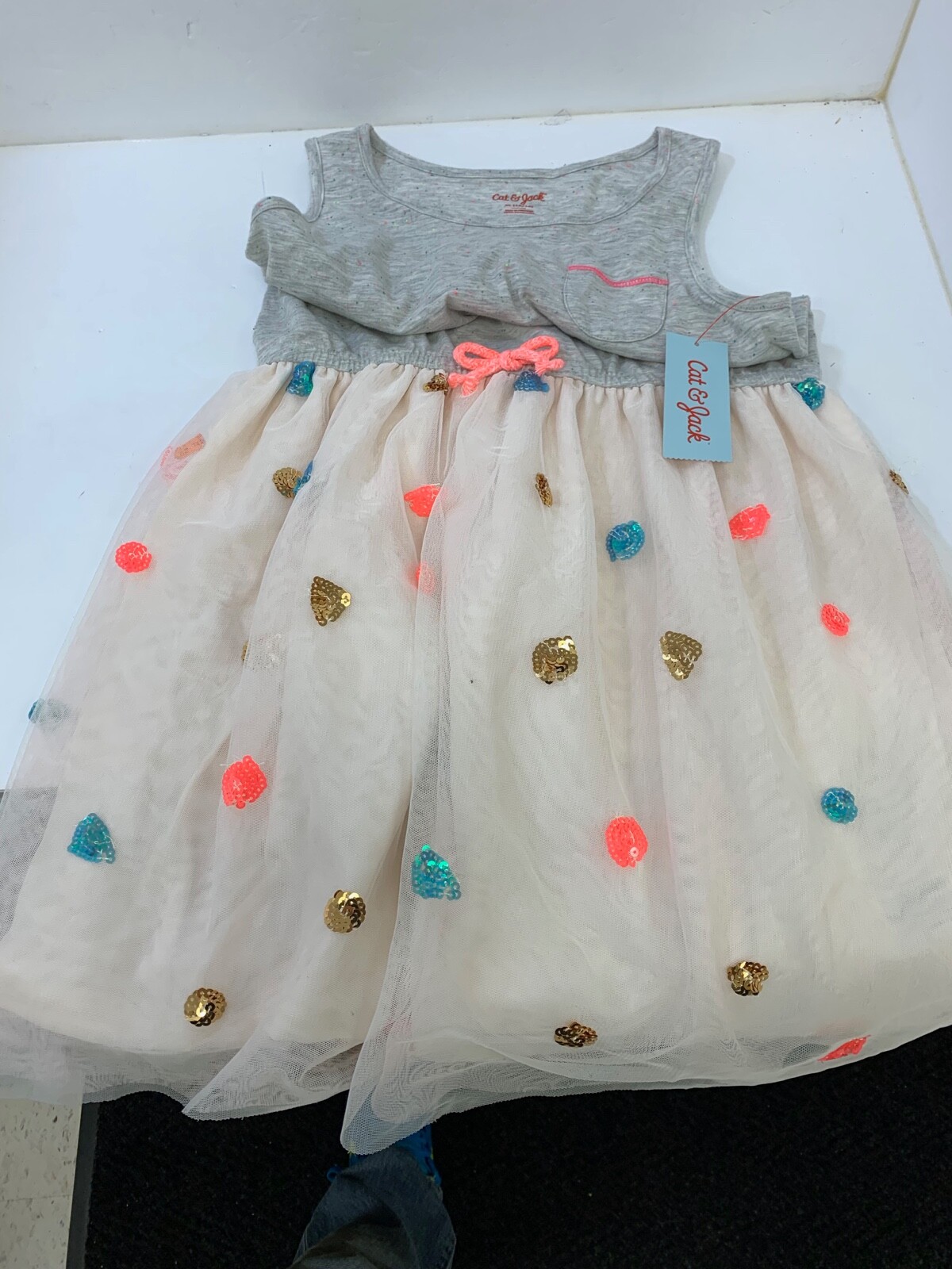 Cat And Jack Skirt/Shirt combo Grey with sparkles Cream