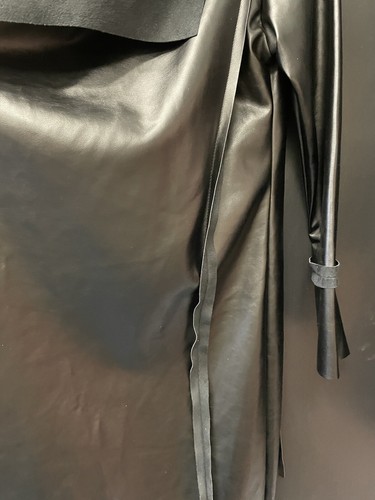 Pre-owned Planet By Lauren G Planet By Lauren Black Faux Leather Microfiber Asymetrical Coat Size 1