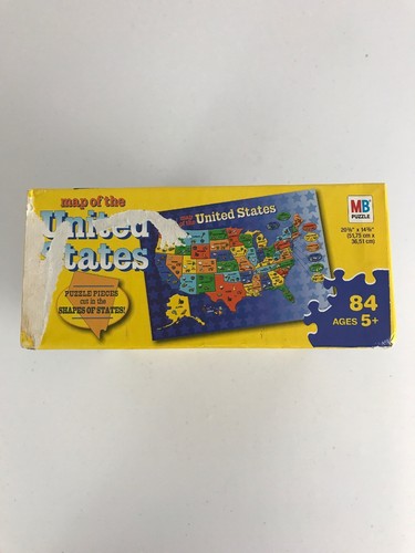 Milton Bradley 86 Piece United States Puzzle & World Map  Ages 5+