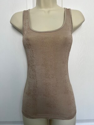 Cache Beige w/Gold Studs Snake Skin Design Tank Top XS