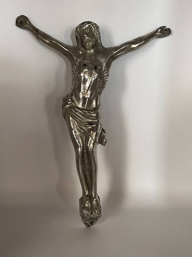 Vintage Heavy 10” Christ Crucifix w/o Cross Chrome Jesus