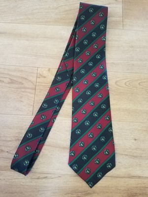 Vintage Mercedes Diagonal Stripes Lion Crest Hand made Silk Tie Necktie
