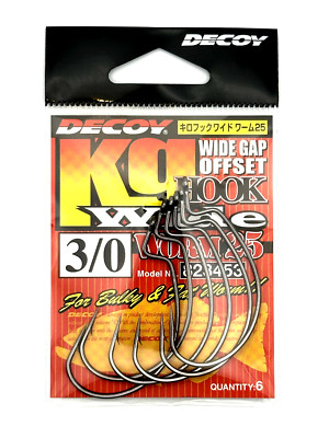 Decoy KG Wide Gap Offset Hook Size 3/0 Worm 25 Soft Plastic and Worm Hook