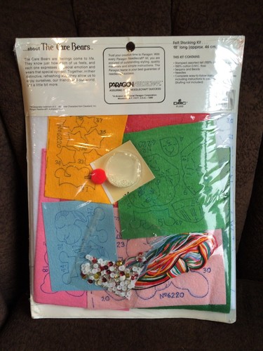 Care Bears 1986 Vtg Felt Stocking Kit Needlecraft Christmas Collection Carolers