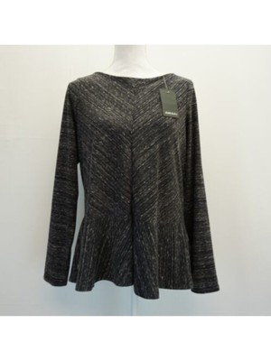 Женский серый стрейч-топ AMADI с длинным рукавом и украшенным драгоценными камнями вырезом XS