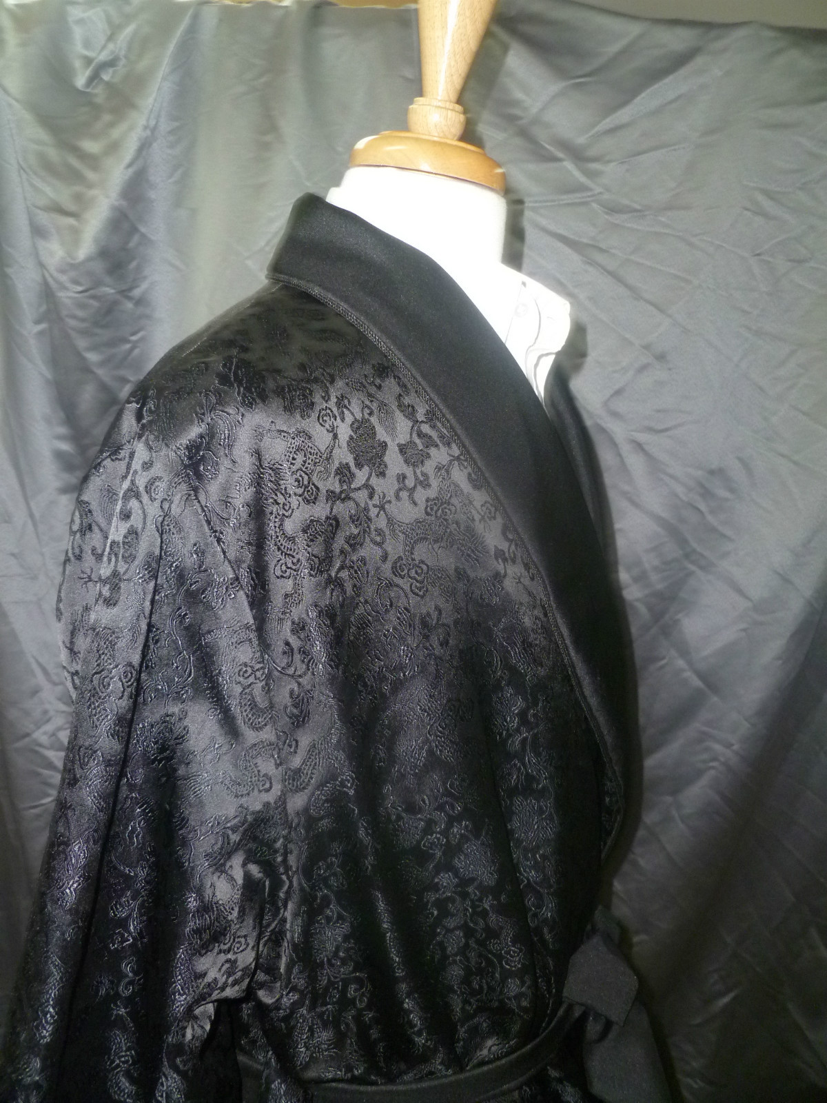 Mens Smoking Jacket - Chinese Silk Style - Short Robe - Full Lined