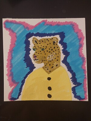 GAT PAINTINGS IMPRESSIONISM ORIGINAL COLLECTIBLE WHIMSICAL ANIMALS CHEETAH