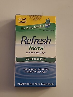 REFRESH TEARS Lubricant Eye Drops Total 2 Bottles 15mL (0.5 oz)  Exp: 03/2024