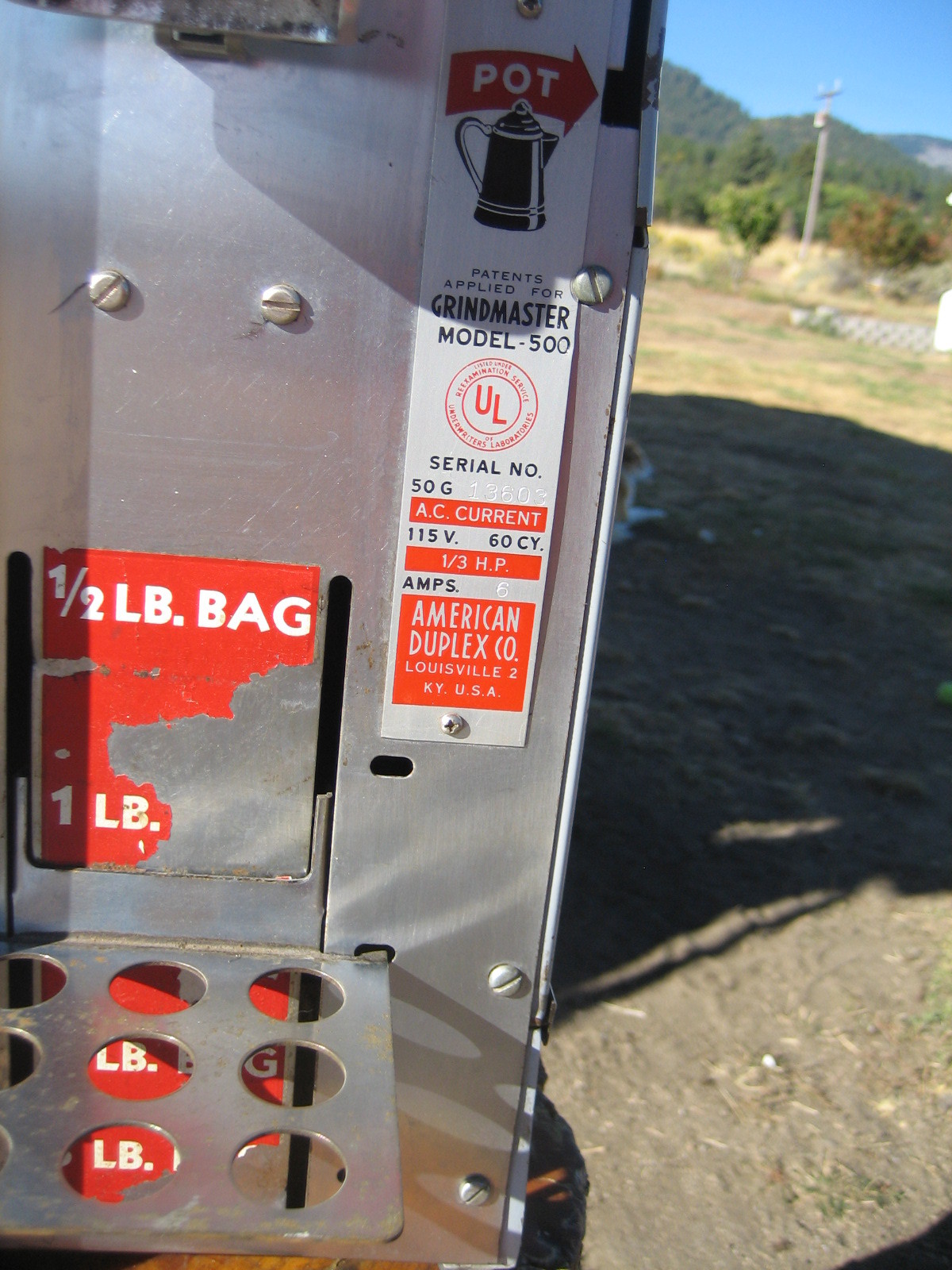 VINTAGE GRINDMASTER MODEL 500 COFFEE GRINDER