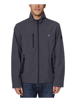 

NAUTICA Mens Grey Logo Graphic Performance Stretch Raincoat Jacket, Серый, QV822401