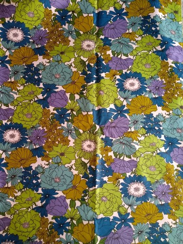 Vintage Everfast Fabrics Mod Flowers Floral Chintz Cotton 3.5 Yards