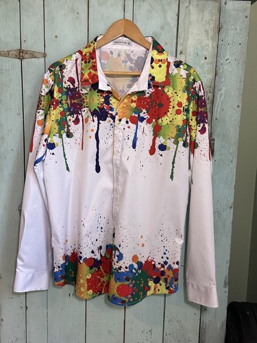 Ding Ge Fu Shi paint splatter long sleeve button front shirt