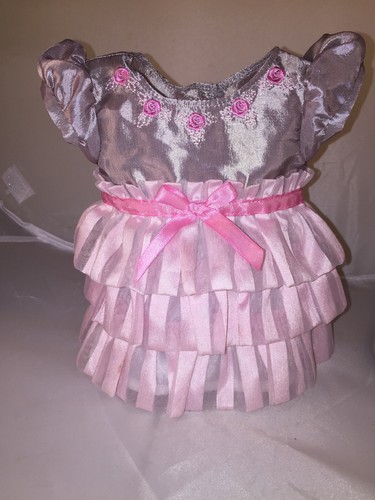 American Girl Bitty Baby Doll Twirly Tiered Dress Grey Pink Dress Only