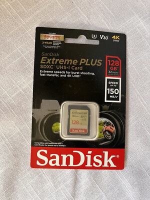 SanDisk Extreme PLUS 128GB SD UHS-I Memory Card New