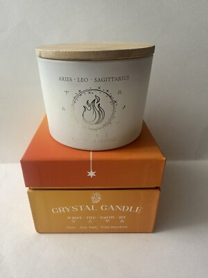 Healing Crystal Candle, 12Oz - 3 Wick Aries, Leo, Sagittarius Zodiac Candles wit