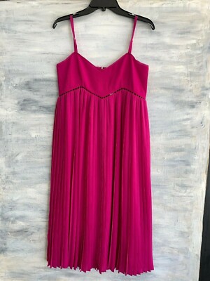 NEW! TRINA TURK 'Vereda' V-Neck Pleated Midi Dress, 2 - Velvet Petal - $498