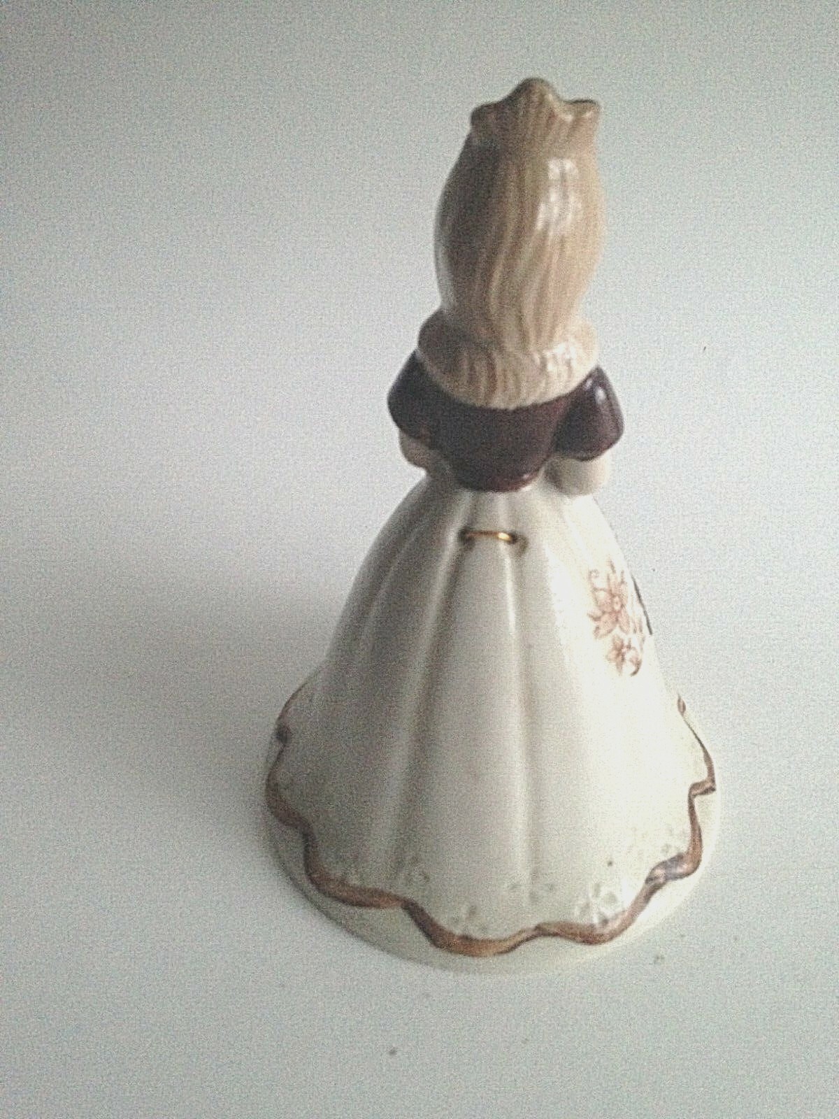 Vintage Ceramic Girl Bell Of The Ball Beige Brown 7