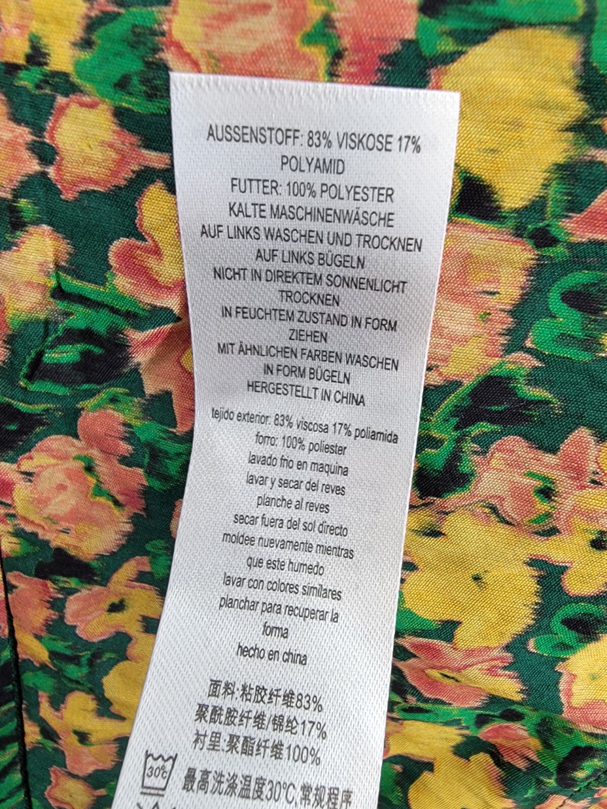 French Connection Aleezia Flavia Floral A-Line Dress Women's 4 Forest Green L/S - Picture 15 of 19