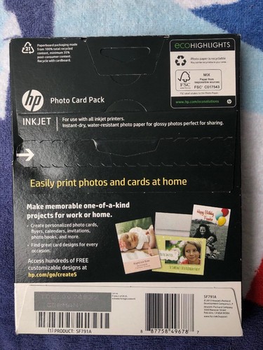 LOT OF 4 GENUINE HP PHOTO CARD PACK 10-5x7