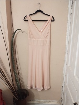 Chadwick's women's peach 100% silk dress with vneck and side zipper size 12