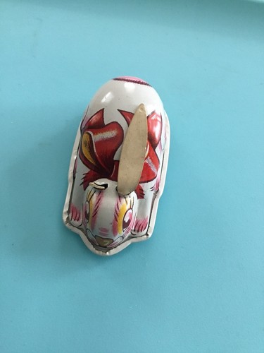 Tin Litho Friction Bunny Rabbit RToy Japan Easter Vintage