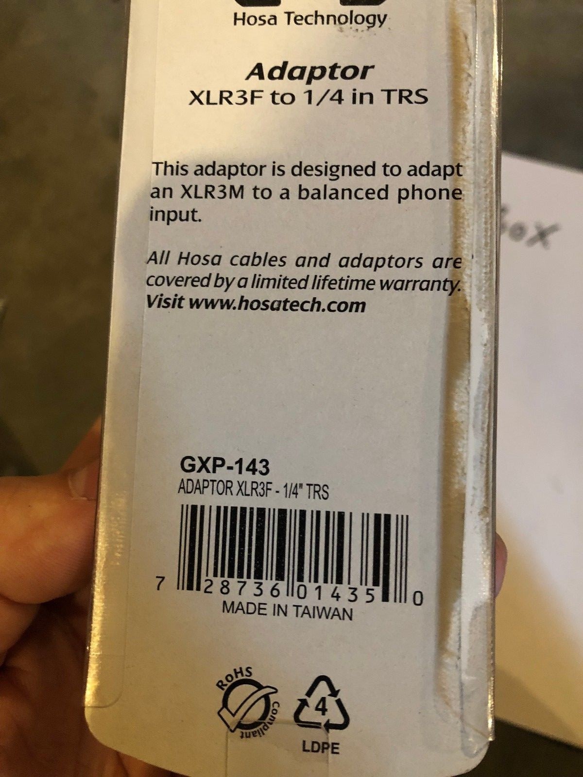 Hosa GXP-143 (XLRF - TRS Adapter