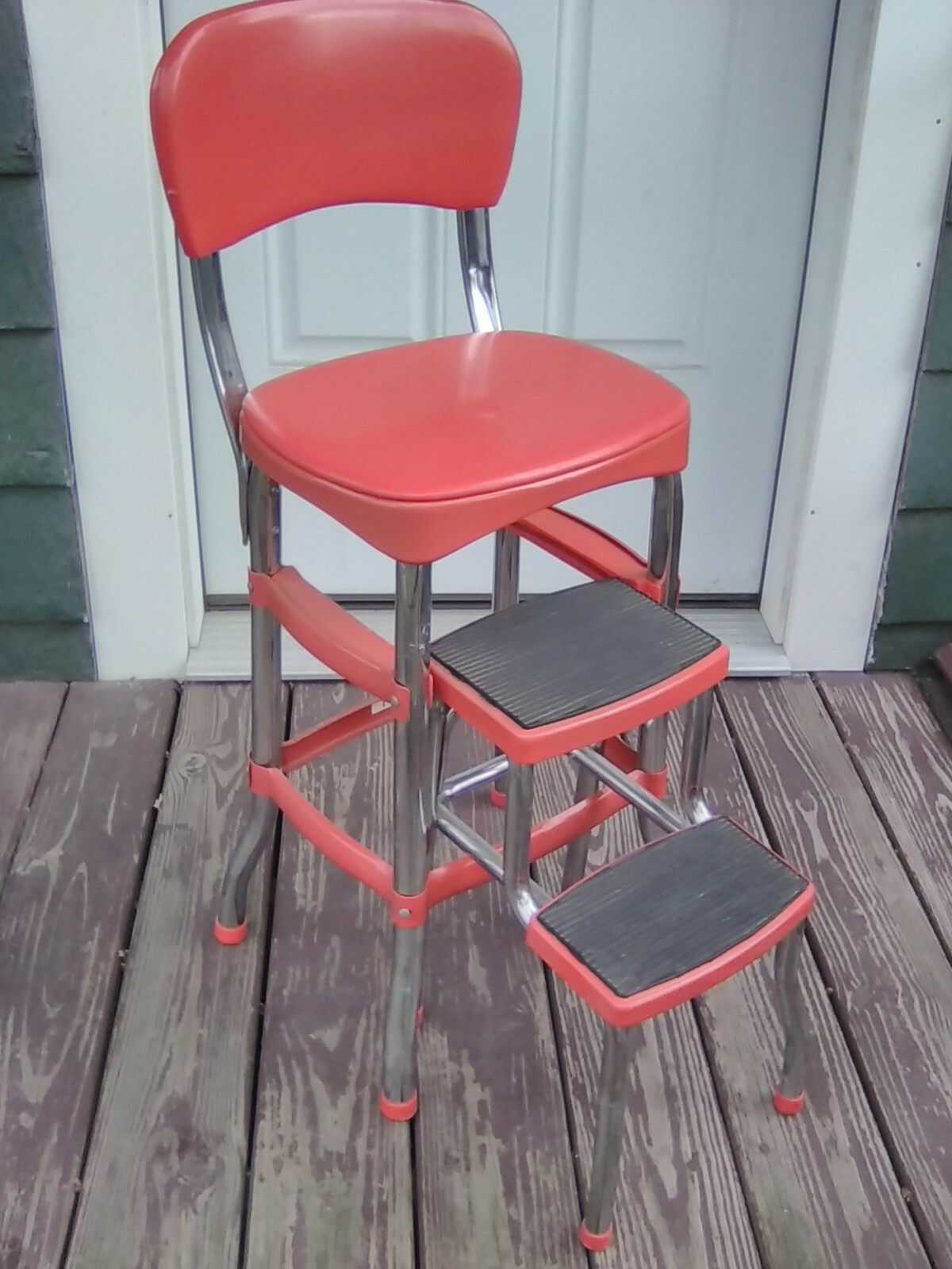 Cosco Red Retro Counter Chair Step Stool Ladders